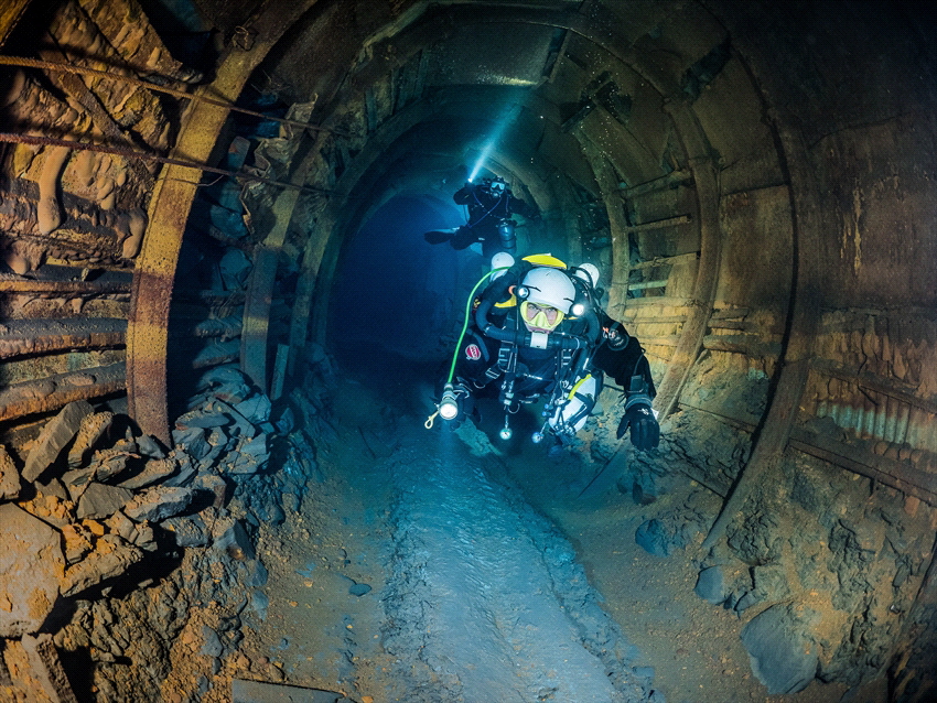 A tunnel in an old slate mine in Germany. by Brenda De Vries 