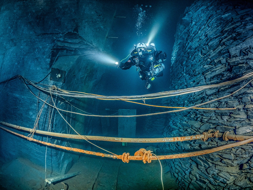 History under water in an old slate mine in Germany with ... by Brenda De Vries 