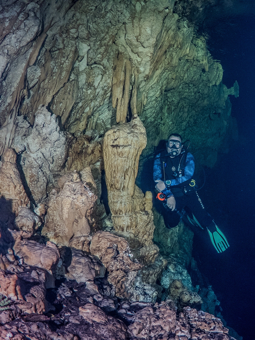 Cave El Brinco in the Bay of Pigs in Cuba. I had the chan... by Brenda De Vries 