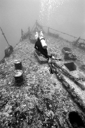 Crusing the Bow of the Spiegel Grove - Shot At 90ft, Niko... by Michael Salcito 
