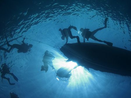Divers getting ready to descend. by Erika Antoniazzo 