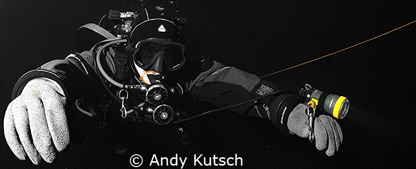 Technical diver in a mine by Andy Kutsch 