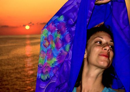 Natasha and a Cayman Sunset by Allan Vandeford 