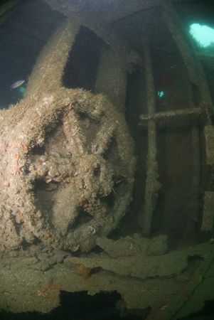 Wheel on the wreck of the James Egane
Layne. Cornwall. D... by Derek Haslam 
