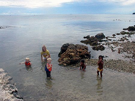 Chuuk Kids at Play in Truk Lagoon by Nicolas Pohl 