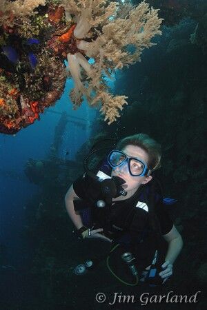 Heather on the YAMAGARI MARU. Chuuk by Jim Garland 