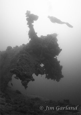 Heather and the Prop of the Heian Maru - Chuuk by Jim Garland 