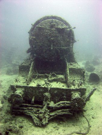 Locomotive off the portside of the Thistlegorm. by Ian Palmer 