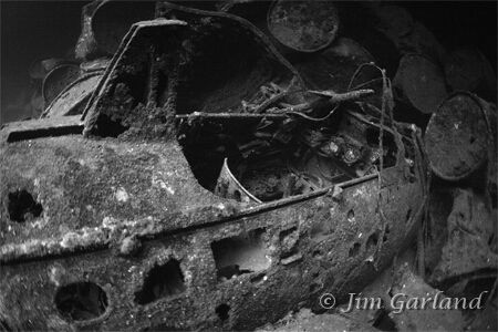 Zero in the hold of the Fujikawa Maru - Chuuk. by Jim Garland 
