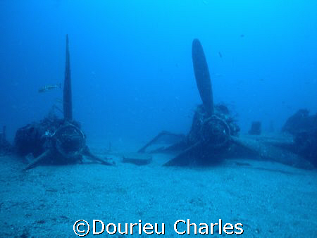 a P38 lighting wreck sunk in 1945, 40m deep by Dourieu Charles 