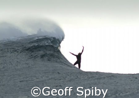 taken during the warm ups for the Red Bull Big Wave Afric... by Geoff Spiby 