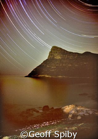 star trails across False Bay looking south towards Cape P... by Geoff Spiby 
