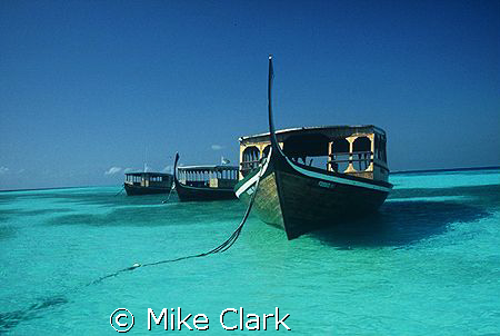 Dive boats tied up for the day. by Mike Clark 