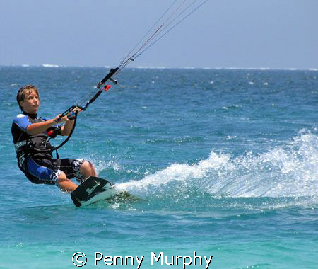 My 12 year old giving me grey hair, learning to kite boar... by Penny Murphy 