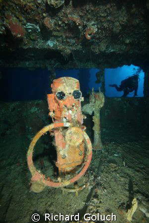 Inside the bridge of Nippo Maru-Truk Lagoon by Richard Goluch 