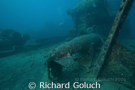 Torpedo laying  down on deck of Thistlegorm. by Richard Goluch 