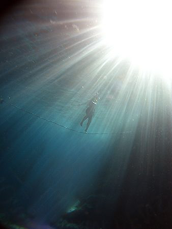 Girl walking the exit line at the Saipan Grotto by Martin Dalsaso 