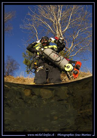 My friend Bernard getting ready for his daily technical d... by Michel Lonfat 