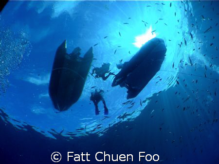 Divers surfacing after a dive in the crystal clear waters... by Fatt Chuen Foo 