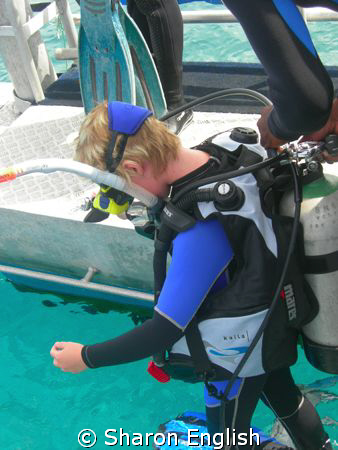 My 12 year old daughter on her very first open water dive... by Sharon English 
