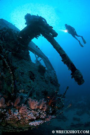 Stern Gun of the Thistlegorm, Red Sea, Egypt.  by Jim Garland 