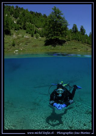 Half-Half : mountain lake diving... my wife in this fresh... by Michel Lonfat 