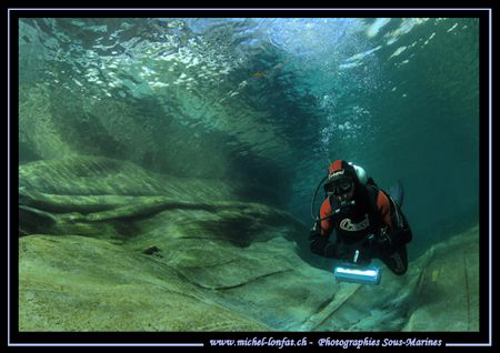 My friend JP in the Verzasca River ... :O) ... by Michel Lonfat 