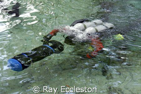 Cave diver returning from dive at Ginnie Springs FL. by Ray Eccleston 