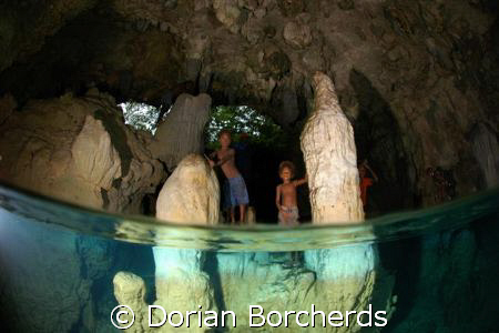 Kids watching us cave dive.Nikon D70s with 10.5 Fisheye l... by Dorian Borcherds 