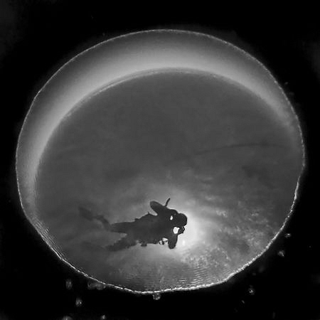 Me in my dive buddy's bubble with the sun overhead. Casio... by Andrew Macleod 