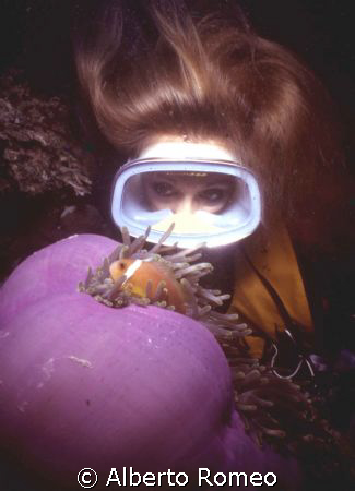 CLOWNFISH & ANEMON WATCHING BY A GIRLDIVER
Nikonos 15 mm... by Alberto Romeo 