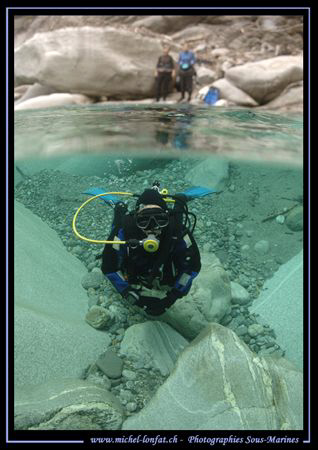 My Friend Titi Entering one of the Val Maggia Pool... As ... by Michel Lonfat 