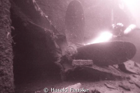 diver at the propeller of d/s rimage, resting at app.200 ... by Harald Fauske 