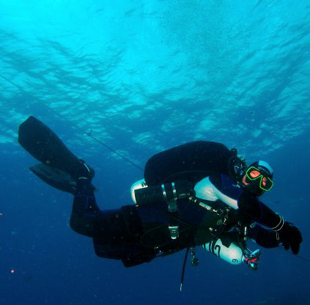 Diver in Croatia during Deco Stop by Andy Kutsch 
