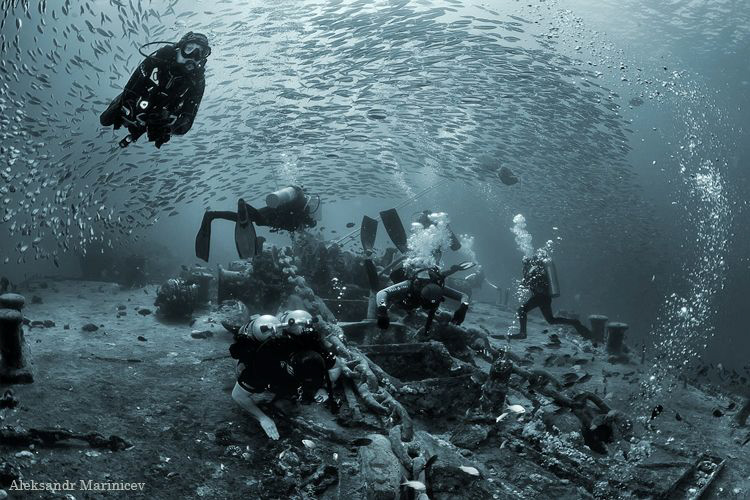 The SS Thistlegorm was a British armed Merchant Navy ship... by Aleksandr Marinicev 