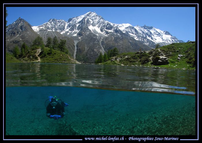 Mountain Lake Diving with my wife Caroline. Que du bonheu... by Michel Lonfat 