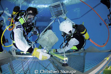 Astronaut traning at ESAs Neutral Buoyancy Facility in Co... by Christian Skauge 
