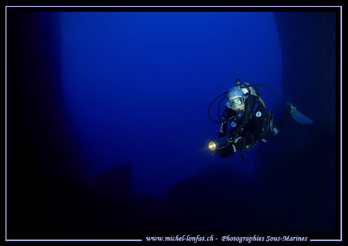 Caroline my wife at the exit of the inlandsea - Gozo Isla... by Michel Lonfat 