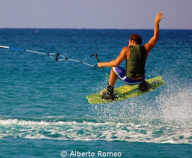 My son wakebording in Mondello, Italy by Alberto Romeo 