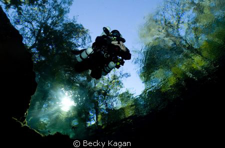 Descending down into Devils Eye before entering the cave ... by Becky Kagan 