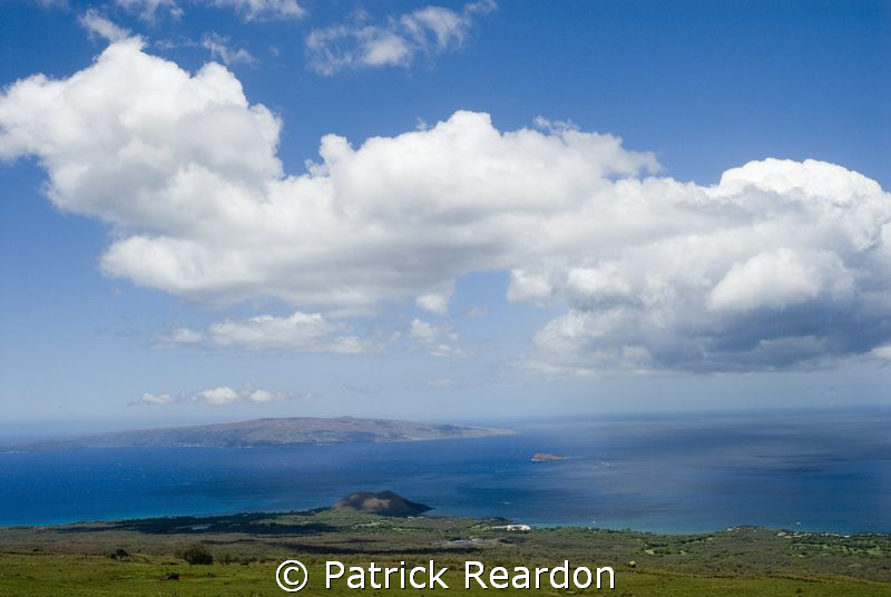 View from upcountry Maui.  Kahoolawe, Molokini crater, Re... by Patrick Reardon 
