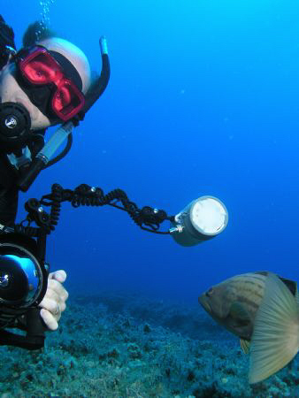 Hubby and a dusky grouper by Carol Cox 