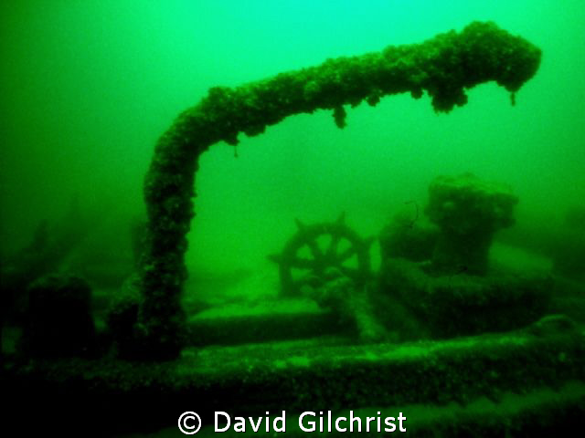 Davit & Wheel Silhouette, C.B. Benson in Lake Erie by David Gilchrist 
