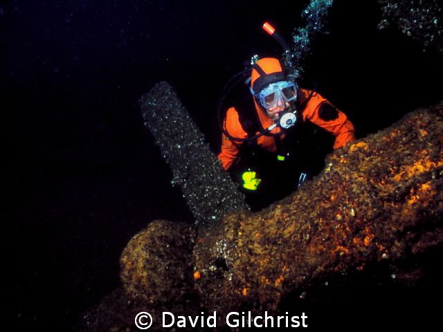 Diver examines the windlass on the sidewheeler 'Comet' ne... by David Gilchrist 