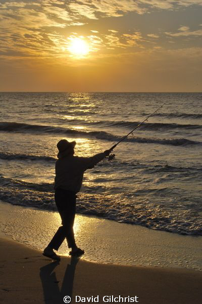 Surf Fishing, South Carolina shore by David Gilchrist 