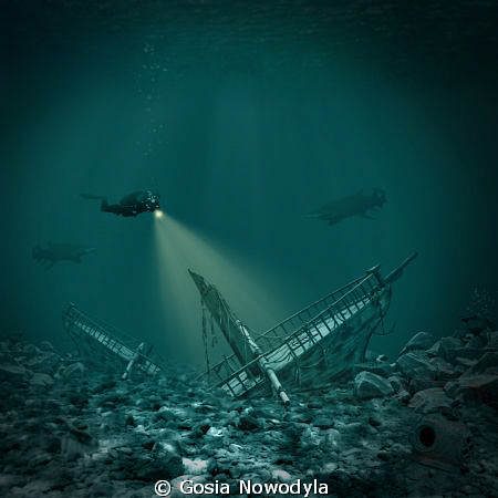 Can you find the treasure??? But be careful the sharks ar... by Gosia Nowodyla 