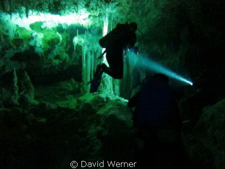 Diving in Akumal, Mexico in a Cenote at Hidden Worlds by David Werner 