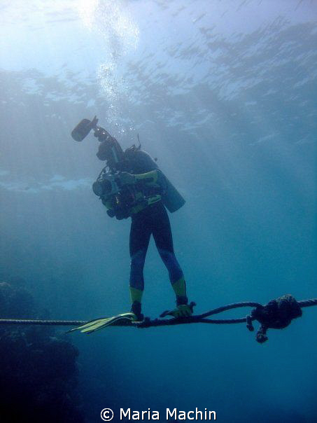 Walking the Line. Amazing what you can do in water. Mid M... by Maria Machin 