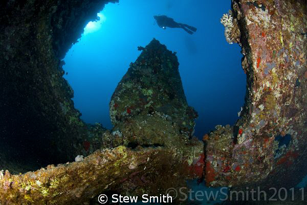 Diver and prop of the Dunraven by Stew Smith 