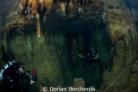 What a pretty cave. Kim and Karen having a great  dive. by Dorian Borcherds 